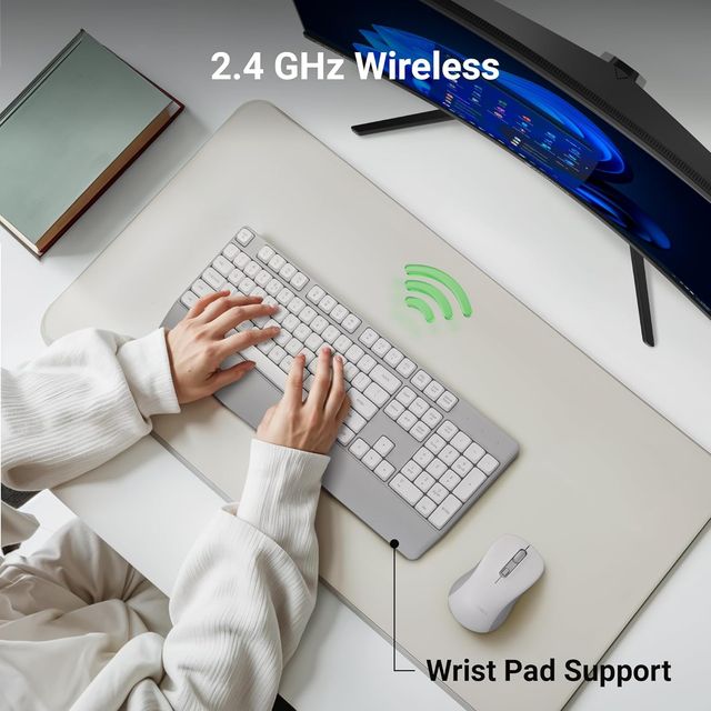 Zebronics Companion 202 Wireless Keyboard & Mouse Combo | Copilot Ai Key | 4 Button Mouse | White
