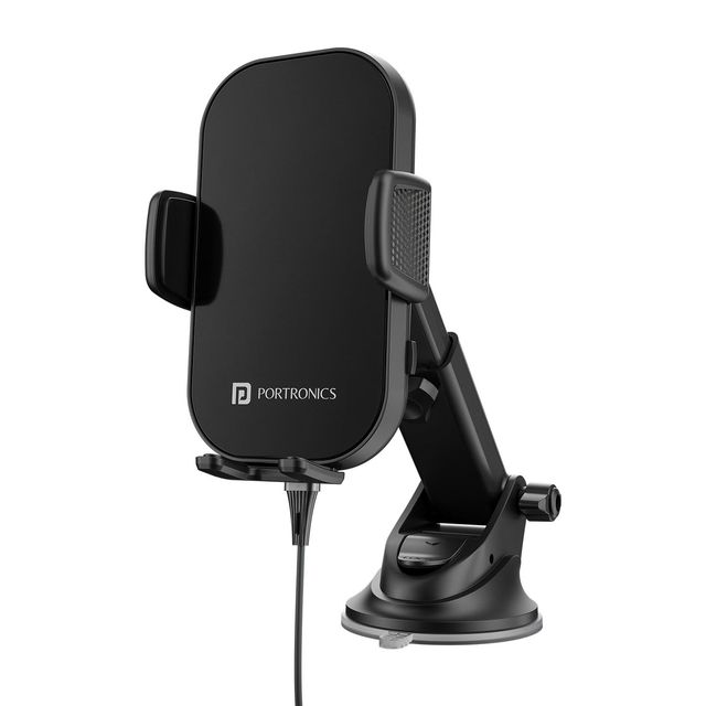 Portronics Charge Clamp 3 15W Mobile Holder With Wireless Charging