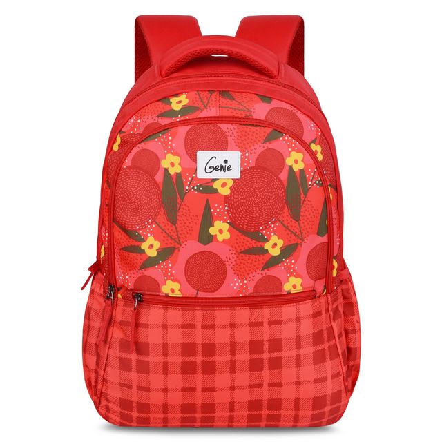 Genie Chekmex Red Backpack For Women - 2 Compartments, School Bag