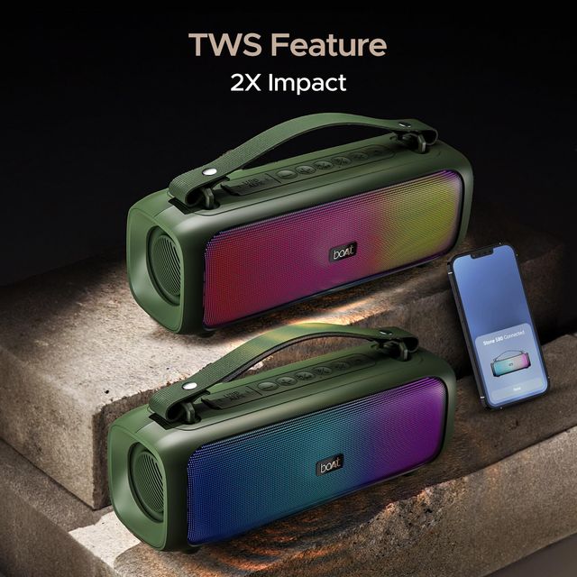 boAt Stone 580 BT Speaker w/ 12W RMS Stereo Sound, 8H Playtime & TWS Feature (Pine Green)