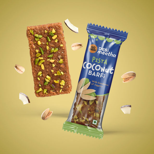 Pista Coconut Barfi, 8 Pcs | Burfi | Sweets | By GO DESi