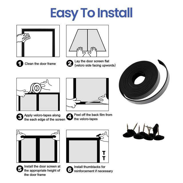 Mr. Right Magnetic Mosquito Net For Door | Black - 210 x 100 cm