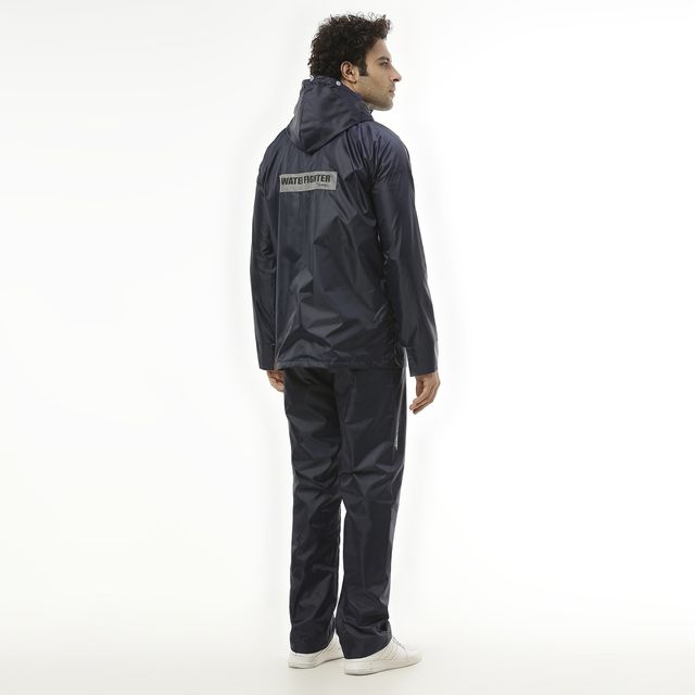 ZEEL Waterfighter Rain Coat for Men with Adjustable Hood along with inner pockets, Navy-Blue XXL