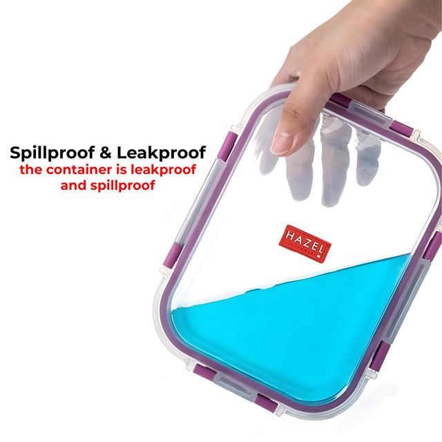 HAZEL Plastic Square Container - 600 ml Airtight | Leak Proof | Microwave Safe Dabba