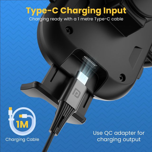 Portronics Charge Clamp 3 15W Mobile Holder With Wireless Charging
