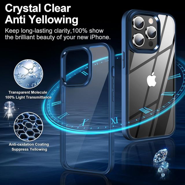 ExpressB For Iphone 15 Pro Case Cover Matte Anti-Scratch Camera Protect Pc+Tpu Transparent - Blue