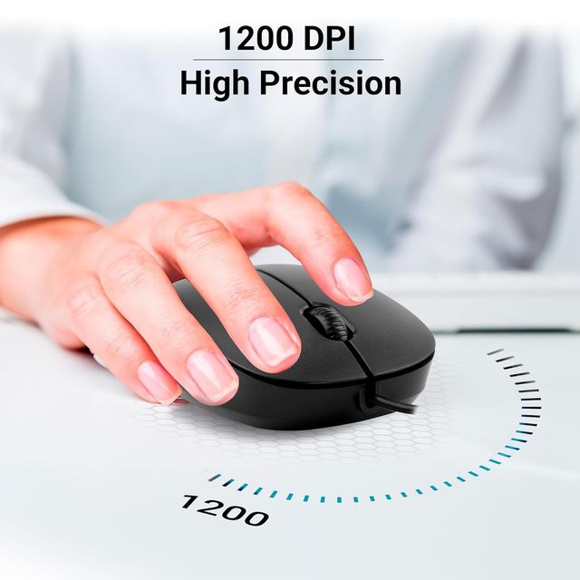 Zebronics Power Wired USB Mouse, 3-Button, 1200 DPI Optical Sensor, Plug & Play, for Windows/Mac