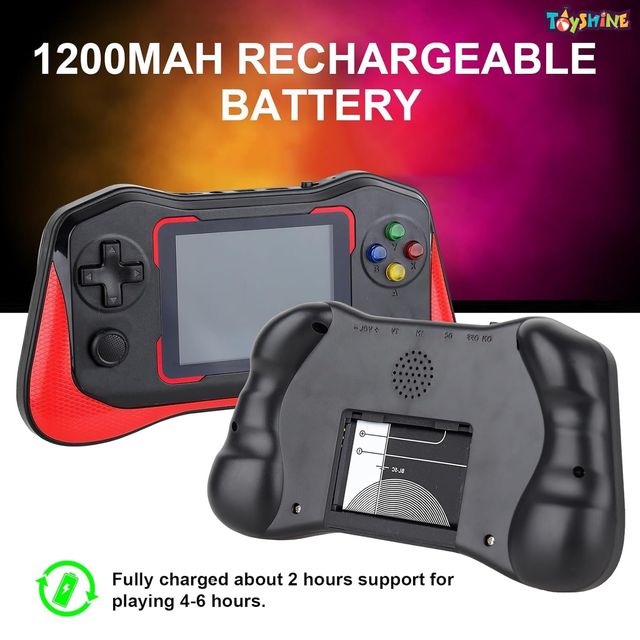 Toyshine Handheld Game Console with 500 Games | 3.5 Inch Screen | Rechargeable Battery - Black