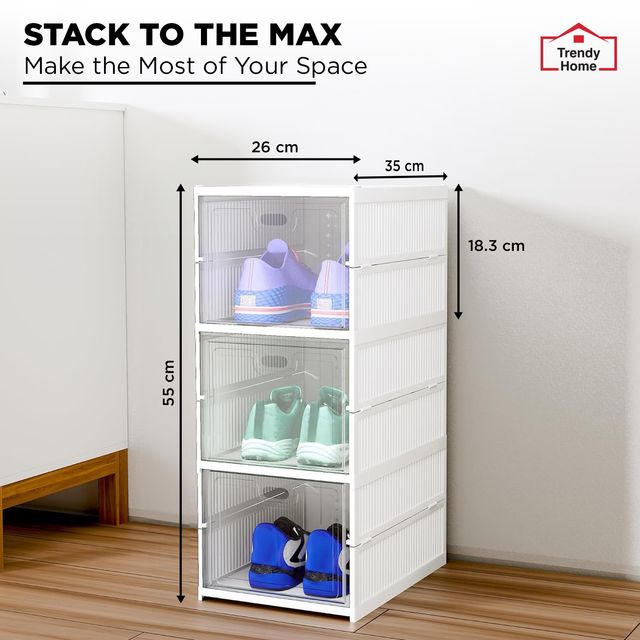 Senego Shoe Organiser | Shoe Rack | Sneaker Box | 3 Layer | Foldable - White
