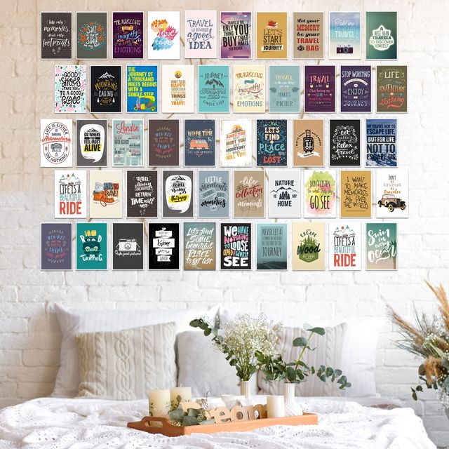 Paper Plane Design Motivational Wall Posters Collage Pack of 50 (4 Inch X 6 Inch) D21