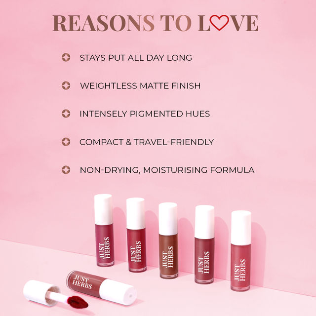 Just Herbs Enriched Liquid Lipstick Kit | Set Of 5 | Nudes And Browns