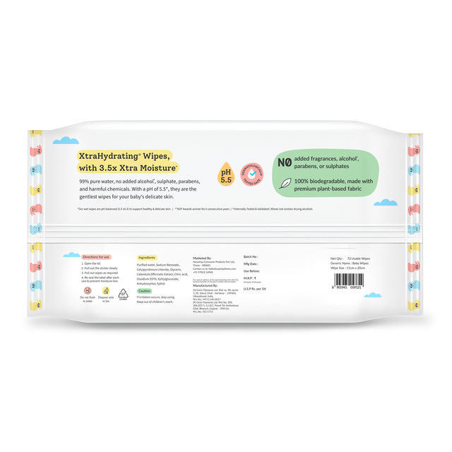 SuperBottoms Xtrahydrating Premium Wipes For Babies
