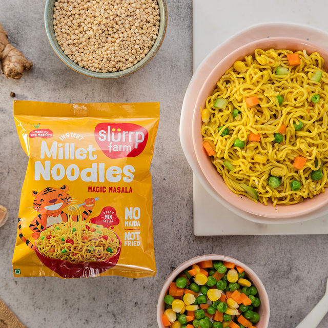 Slurrp Farm No Maida Instant Millet Noodles- Magic Masala, Not Fried, Millet Noodles (Pack Of 2) 114 gms Combo 