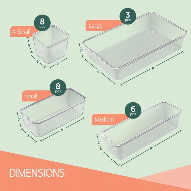 Kuber Industries 25 PCS Clear Plastic Multiple Drawer Organizer|Including 4 Sizes Small for Kitchen