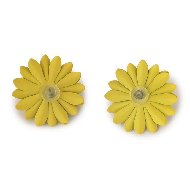 Sohi Yellow Gold Plated Floral Studs Earrings