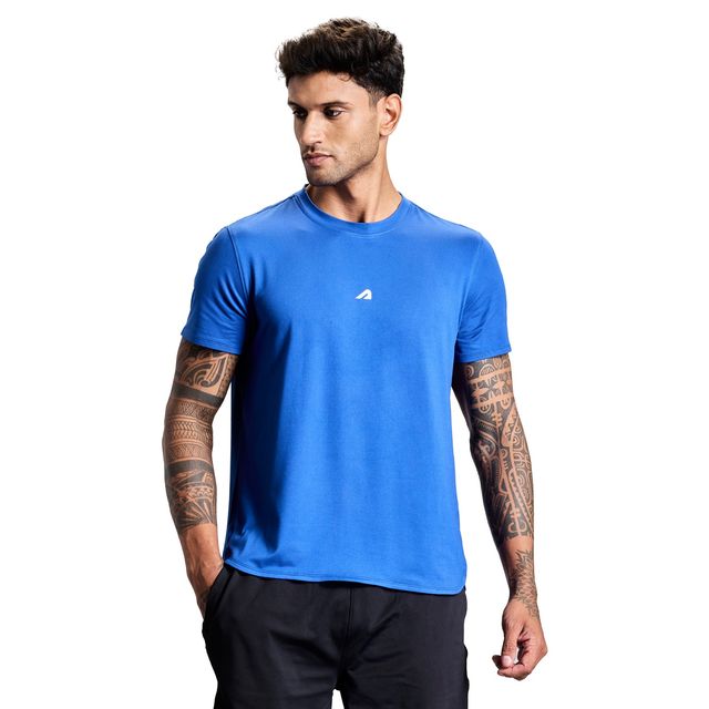 Boldfit Men's Gym T-shirt Round Neck Training T-shirt | Blue - L