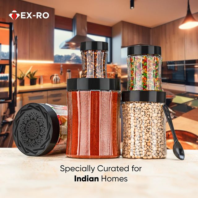 Tex-Ro 250ml- 350ml- 650ml- 1200ml Plastic Kitchen Containers Set With Spoons | Pack of 24