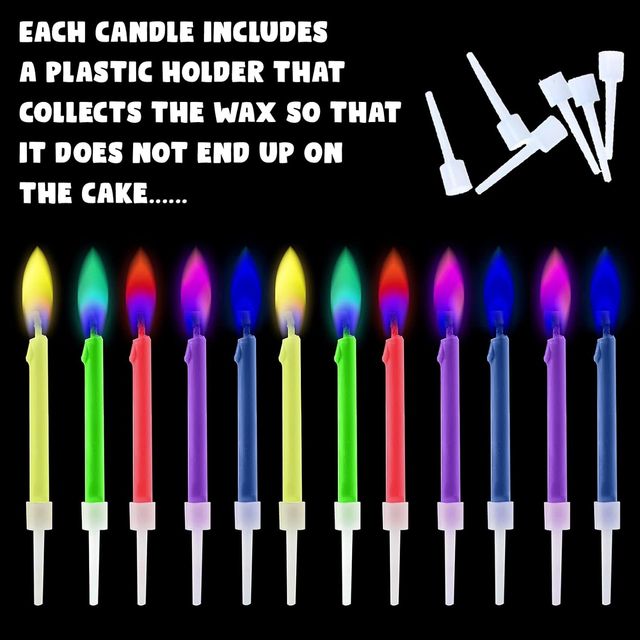 Party Propz Multicolor Flame Birthday Cake Candles - Pack Of 12