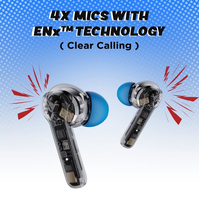 boAt Airdopes 458 Tws Earbuds W/ Spatial Bionic Sound by Thx, in Ear Enx Tech(Sport Blue)