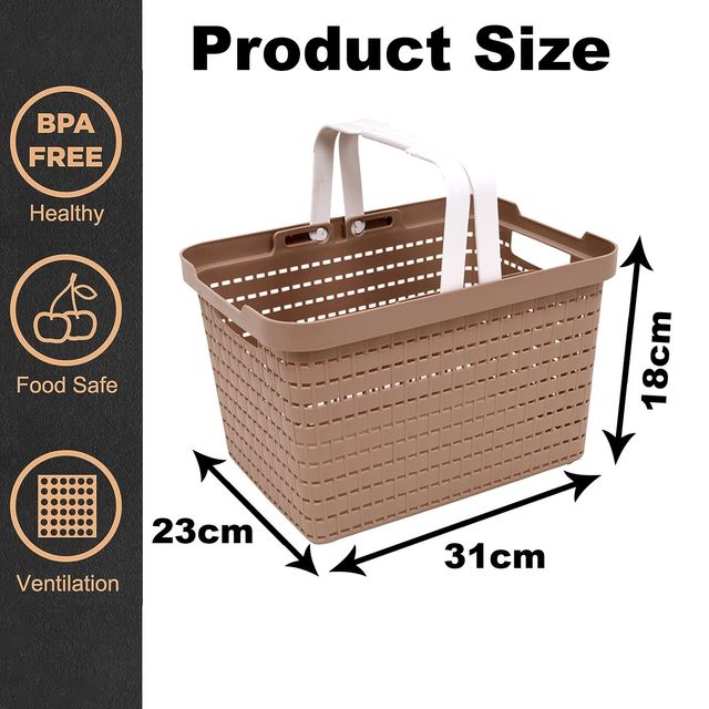 Kuber Industries Medium Plastic Storage Baskets | Foldable Baskets for Kitchen & Stationery | Beige