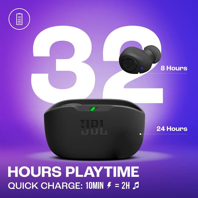 JBL Wave Buds In-Ear Wireless Earbuds (Tws) With Mic, (Black)
