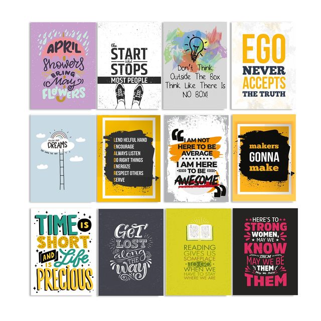 Paper Plane Design Motivational Wall Posters | Set of 12 | (29 cm x 21 cm) D15