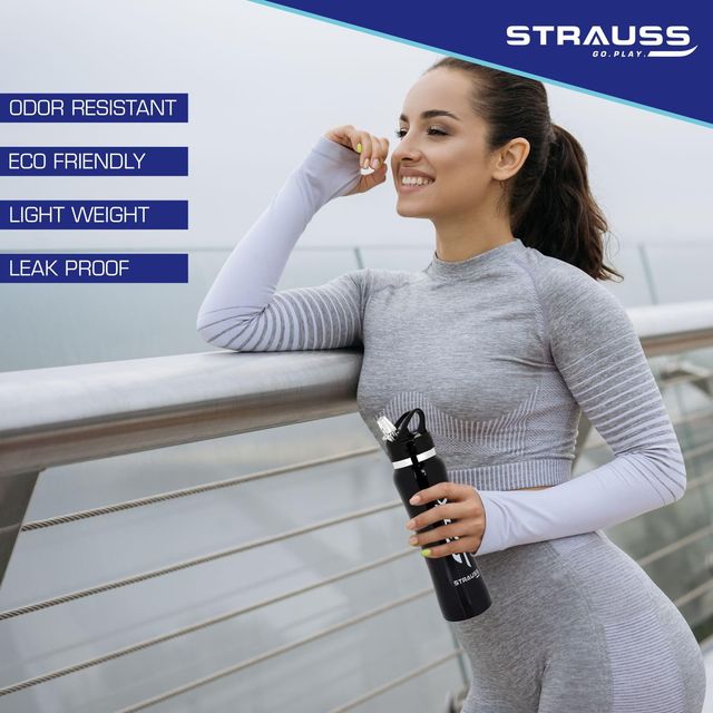 Strauss Spark Stainless-Steel Bottle, Metal Finish, 750 ml, (Black)