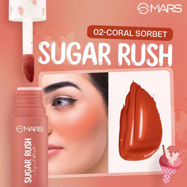 MARS Cosmetics Sugar Rush Liquid Blush (4.5ml) (02-CORAL SORBET)