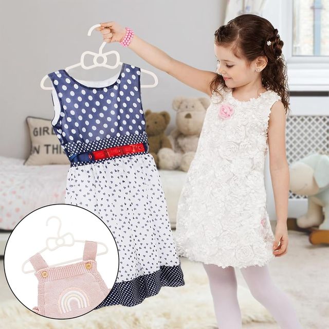 Kuber Industries 15 Pcs Small Baby Hangers for Clothes Hanging for Wardrobe | White