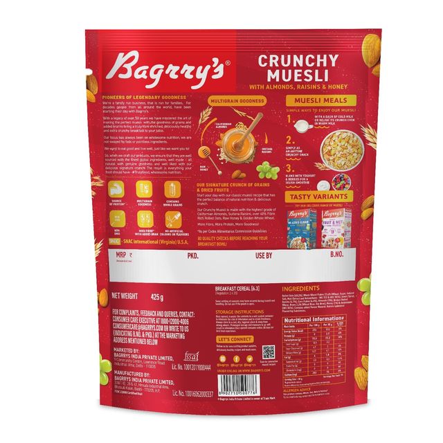Bagrry's Crunchy Muesli 425 g Combo