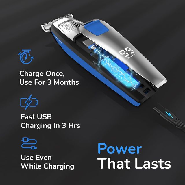 Caresmith Crew T-Blade Beard Trimmer: Precision Steel Blade Trimmer with LED Display