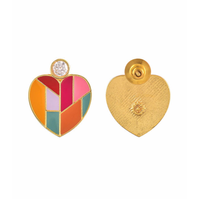 Lavie Chirpy Envelope Clutch(1pc), Vincent Chase by Lenskart | Full Rim Wayfarer Sunglasses | Polarized UV Protected | Unisex | Large | Black(1pc) & Voylla Valentine's Day Mosaic Heart Earrings(2pc) Combo