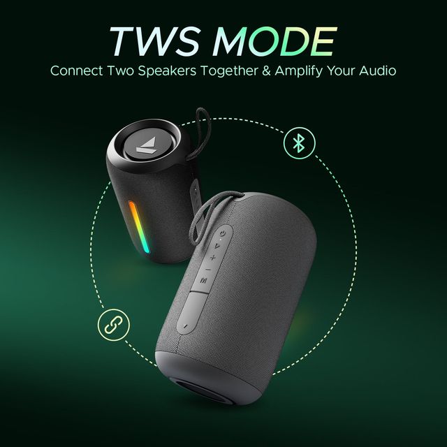 boAt Stone 358 Pro w/ 14W Signature Sound,Up to 12 Hours Playback,RGB LEDs,TWS Feature(Groovy Grey)