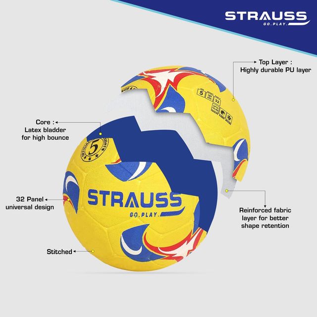 Strauss Goal football, Size-5, Yellow