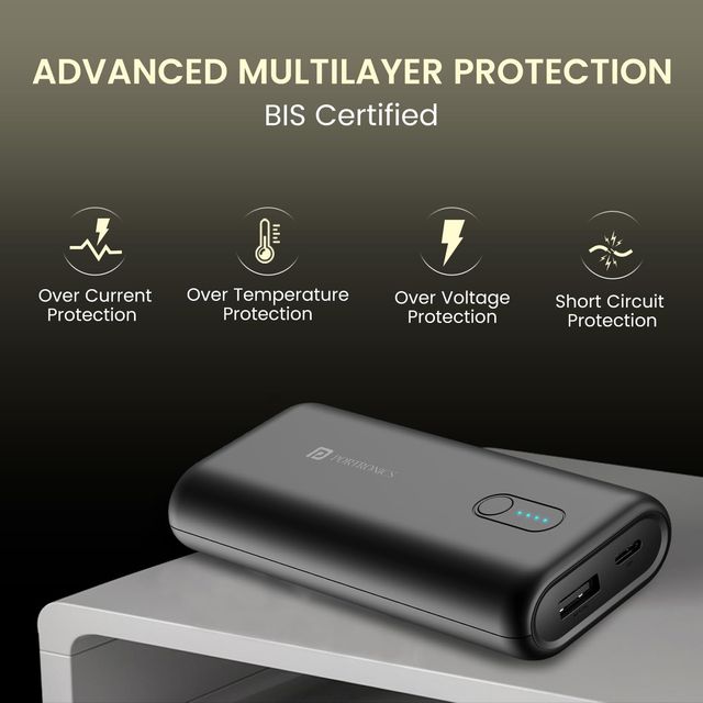 Portronics Power Pod 10K, 10000 Mah 22.5W Max Output Power Bank - Black