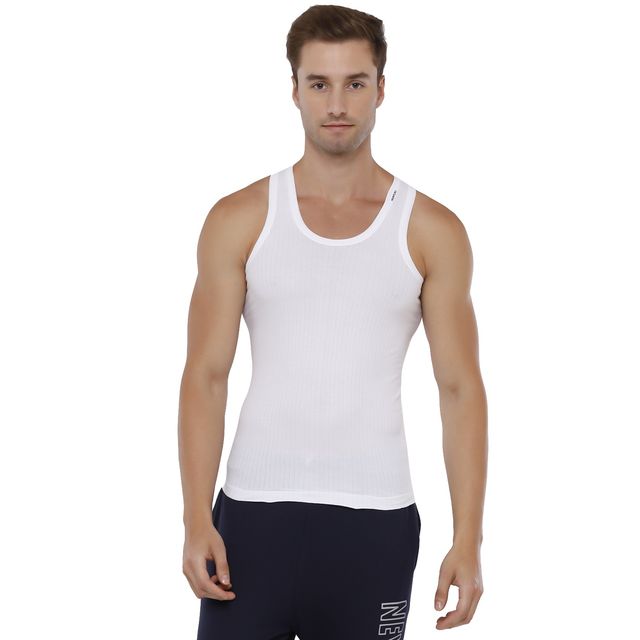 Rupa Frontline Men's Solid Super Combed Cotton Vest | White - S