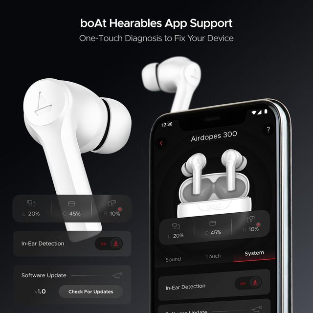 boAt Airdopes 300 TWS Earbuds w/ 50H Playtime, 4 Mics AI-ENx, Spatial Audio & Multi-Point Connectivity (Chrome White)