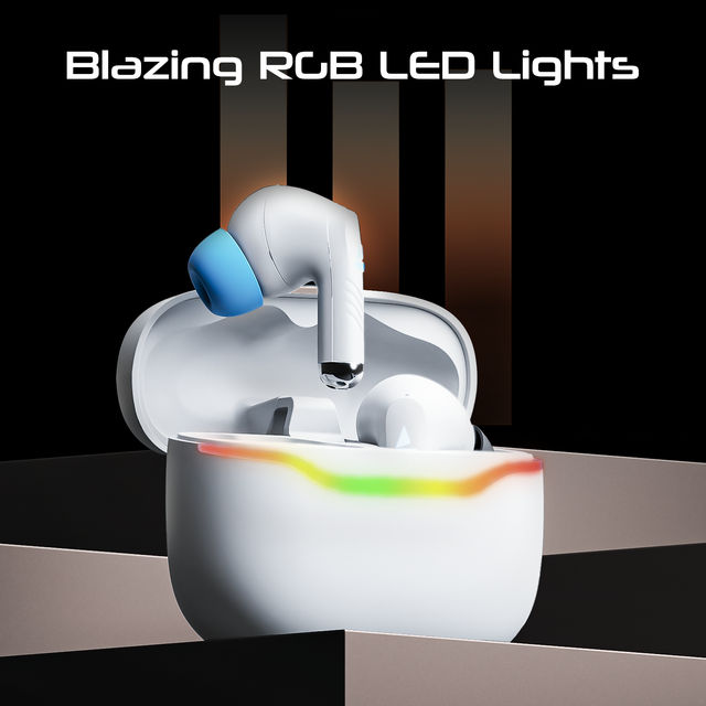boAt Immortal 125 TWS Earbuds for Gaming w/ 40H Playtime, BEAST Mode & RGB LEDs (White Sabre)