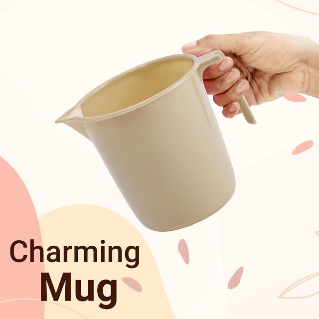 Kuber Industries Bucket & Mug Bathroom Combo Set|Set of 2|Beige