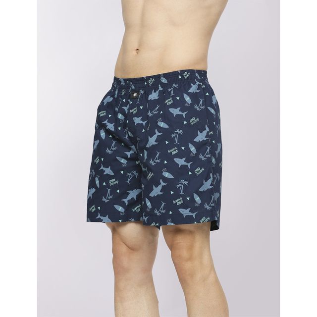 Frenchie Men s Printed Cotton Boxer Shorts | Surfing Club Navy Blue | L