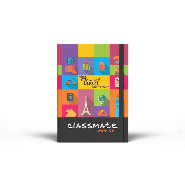 Classmate Pulse Unruled Hard Cover Notebook (A5, 80 GSM, Assorted Design)
