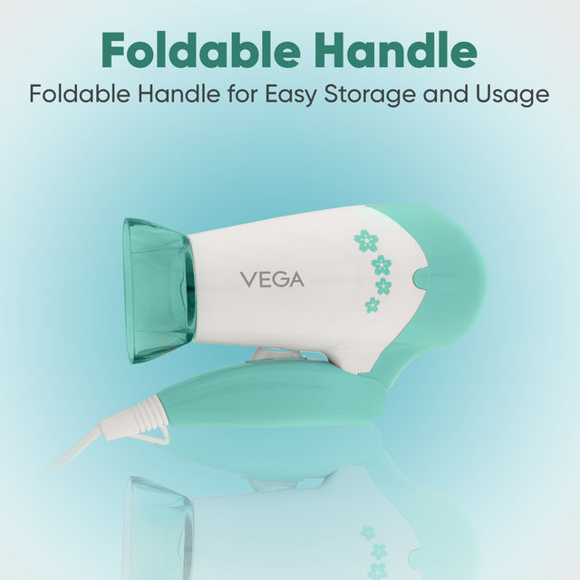 VEGA Insta Glam Foldable 1000 Watts Hair Dryer With 2 Heat & Speed Settings, Vhdh-20N