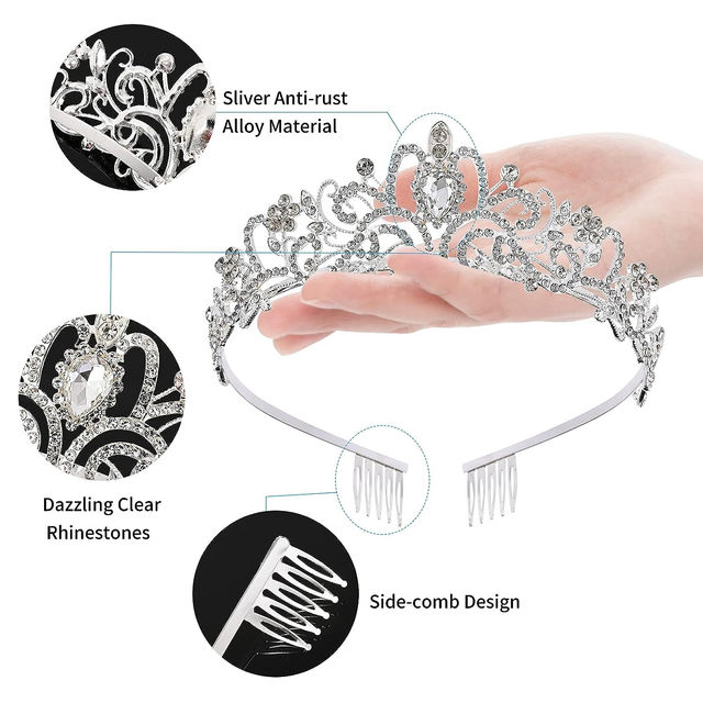 Shining Diva Fashion Crystal Tiara and Crown for Women Girls Kids