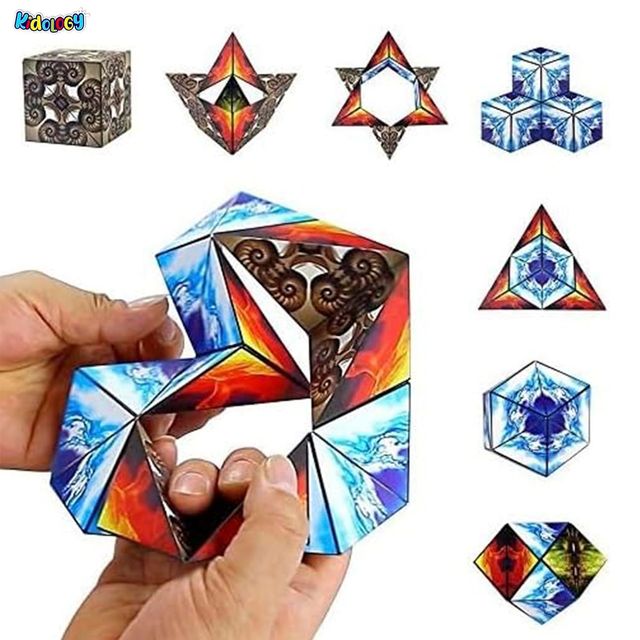 Kidology Magic Cube Shape Shifting Puzzle Box Magnetic Cube Transforms Shapes Over 70 Types