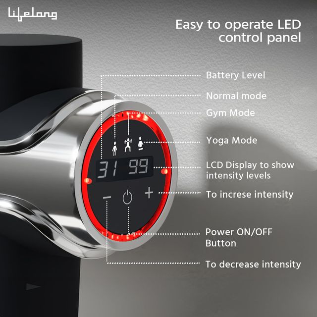 Lifelong Gun Massager for Pain Relief with Cold Compression & 99 Speed Settings - Rechargeable