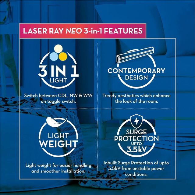 Crompton Laser Ray Neo 3in1 Cct 20w Led Batten