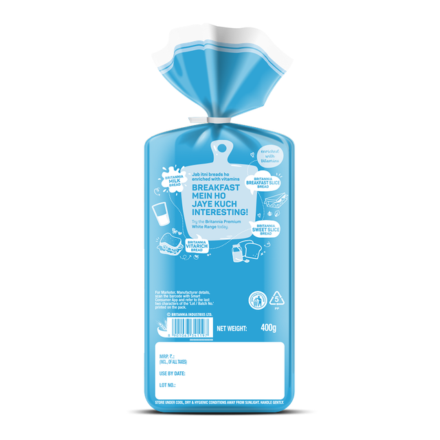 Britannia Milk Slice White Bread 400 g Combo