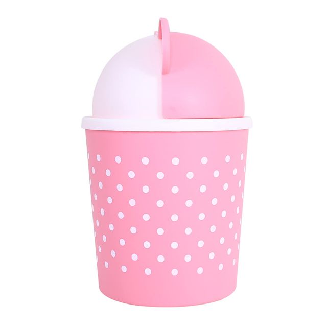 Kuber Industries Pack of 2 Teddy Table Dustbin Swinging Lid Waste Bin for Office (Sky Blue & Pink)