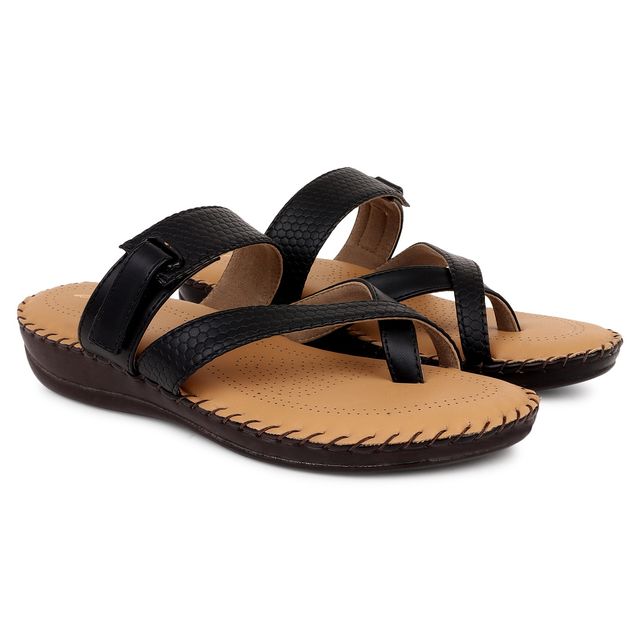 Trase Sleek Ortho Slippers For Womens - Black | 5 UK