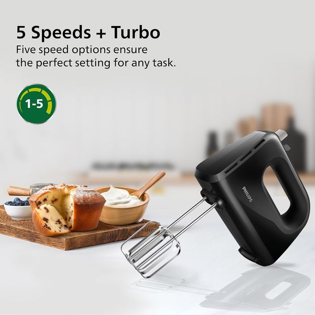 Philips Hr3705/10 300 Watt Lightweight Hand Mixer, Blender With 5 Speed Control Settings